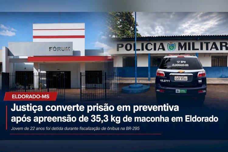 JUSTIÇA CONVERTE EM PREVENTIVA PRISÃO DE JOVEM DETIDA COM 35,3 QUILOS DE MACONHA EM ÔNIBUS, EM ELDORADO-MS.