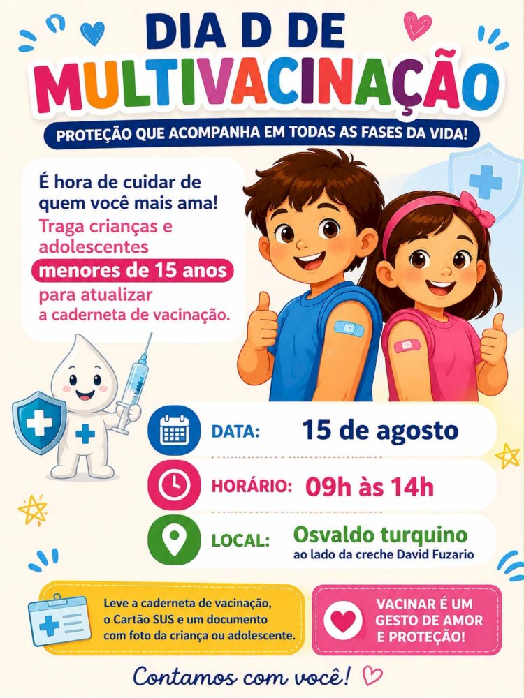 ELDORADO ANUNCIA AÇÃO DE MULTIVACINAÇÃO PARA CRIANÇAS E ADOLESCENTES